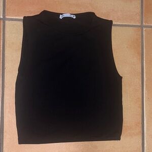 Zara Black Sleeveless Crop Top (size small)